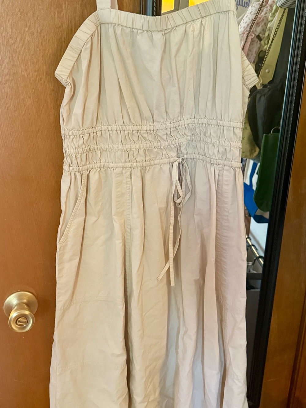 Universal Thread Cream Maxi Sundress with Smocked Waist